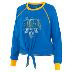 Los Angeles Chargers WEAR by Erin Andrews Women's Tie-Front Long Sleeve Top