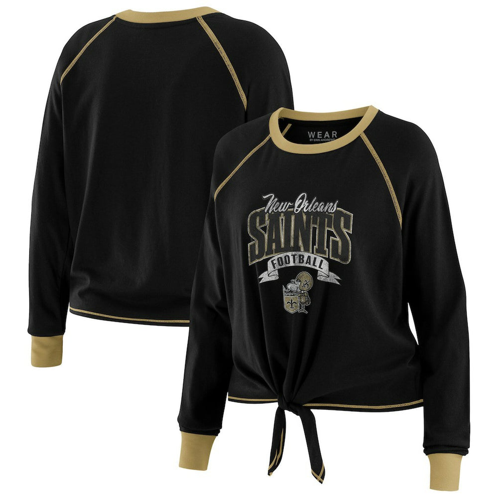 New Orleans Saints WEAR by Erin Andrews Women's Tie-Front Long Sleeve Top
