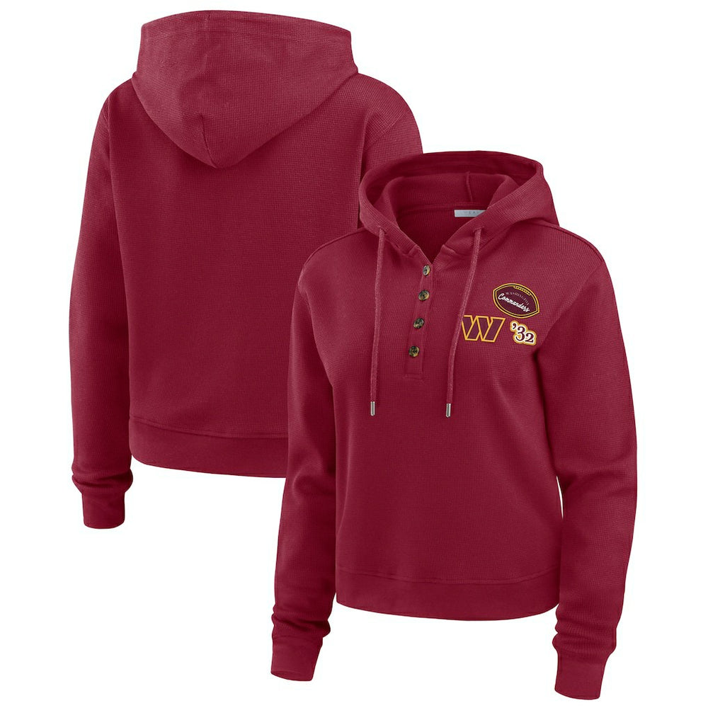 Washington Commanders WEAR by Erin Andrews Women's Waffle Hoodie Pullover Top