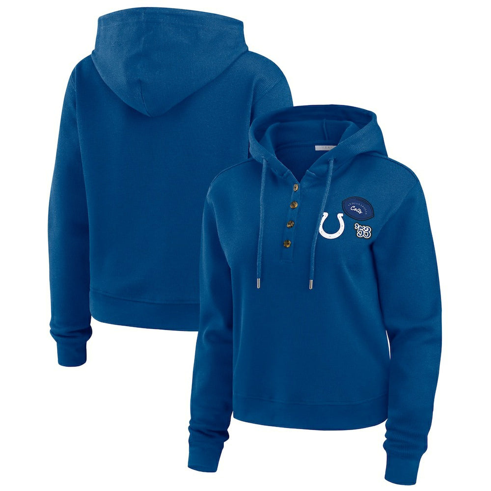 Indianapolis Colts WEAR by Erin Andrews Women's Waffle Hoodie Pullover Top