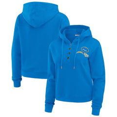Los Angeles Chargers WEAR by Erin Andrews Women's Waffle Hoodie Pullover Top