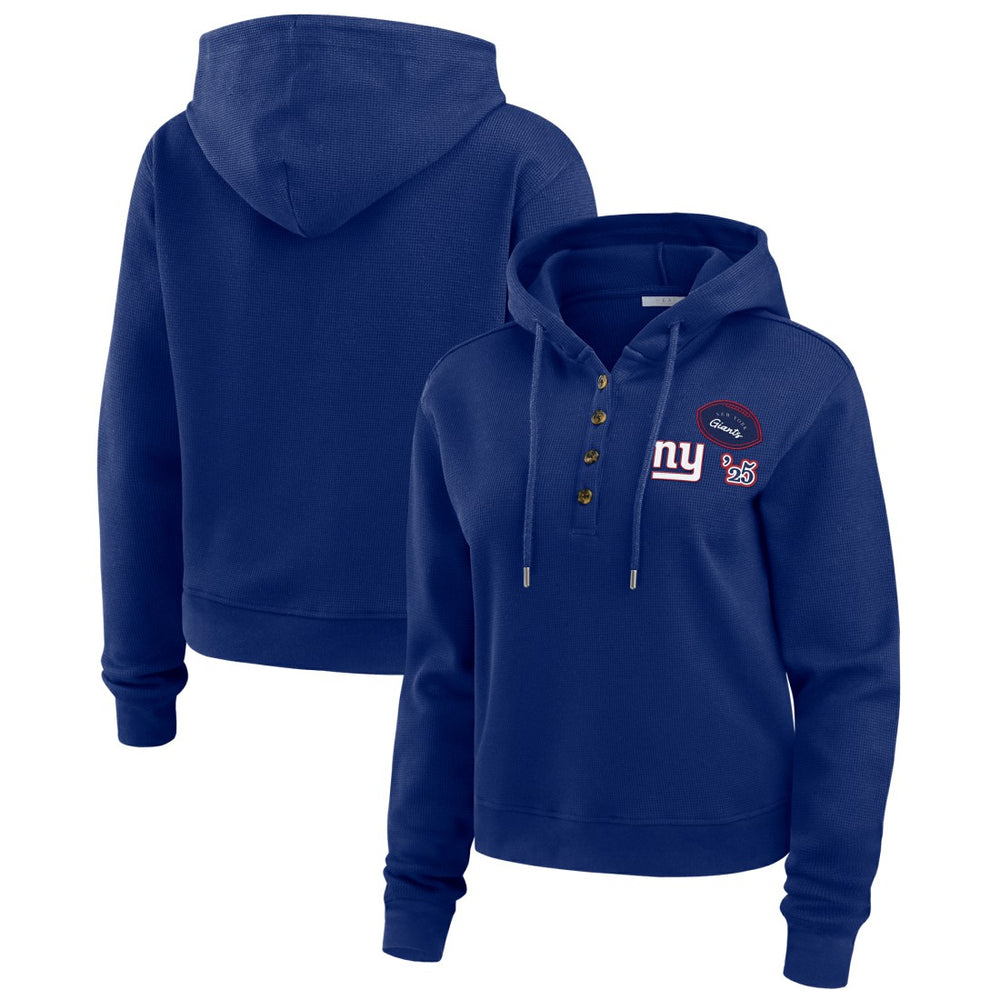 New York Giants WEAR by Erin Andrews Women's Waffle Hoodie Pullover Top