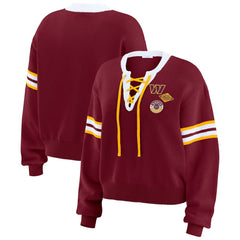 Washington Commanders WEAR by Erin Andrews Women's Lace-Up Pullover Sweatshirt