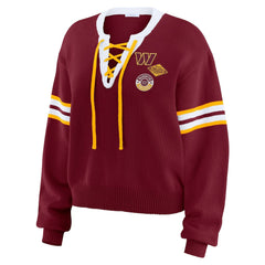 Washington Commanders WEAR by Erin Andrews Women's Lace-Up Pullover Sweatshirt