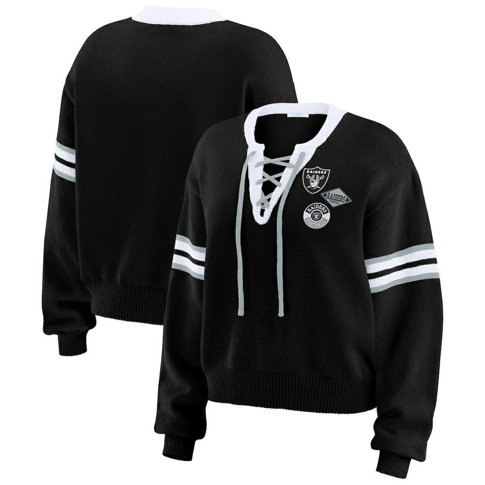 Las Vegas Raiders WEAR by Erin Andrews Women's Lace-Up Pullover Sweatshirt