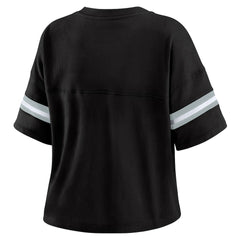 Las Vegas Raiders WEAR by Erin Andrews Women's Color Block Boxy Modest Crop V-Neck T-Shirt