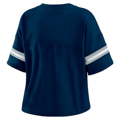 Dallas Cowboys WEAR by Erin Andrews Women's Color Block Boxy Modest Crop V-Neck T-Shirt