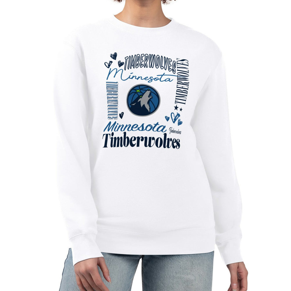 Minnesota Timberwolves G-III 4Her by Carl Banks Women's Collage Team Graphic Fleece Pullover Sweatshirt For Sale