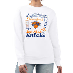 New York Knicks G-III 4Her by Carl Banks Women's Collage Team Graphic Fleece Pullover Sweatshirt On Sale
