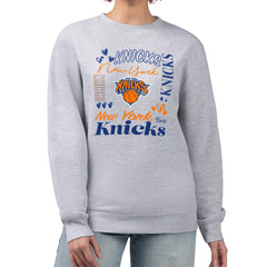 New York Knicks G-III 4Her by Carl Banks Women's Collage Team Graphic Fleece Pullover Sweatshirt Discount