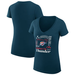 Oklahoma City Thunder G-III 4Her by Carl Banks Women's Super-Slim Fit Lightweight Team Name Collage Graphic V-Neck T-Shirt Online