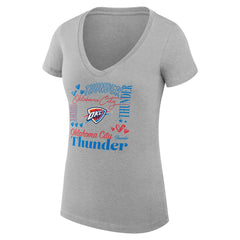 Oklahoma City Thunder G-III 4Her by Carl Banks Women's Super-Slim Fit Lightweight Team Name Collage Graphic V-Neck T-Shirt Discount