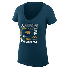 Indiana Pacers G-III 4Her by Carl Banks Women's Super-Slim Fit Lightweight Team Name Collage Graphic V-Neck T-Shirt Outlet