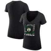 Boston Celtics G-III 4Her by Carl Banks Women's Super-Slim Fit Lightweight Team Name Collage Graphic V-Neck T-Shirt Discount