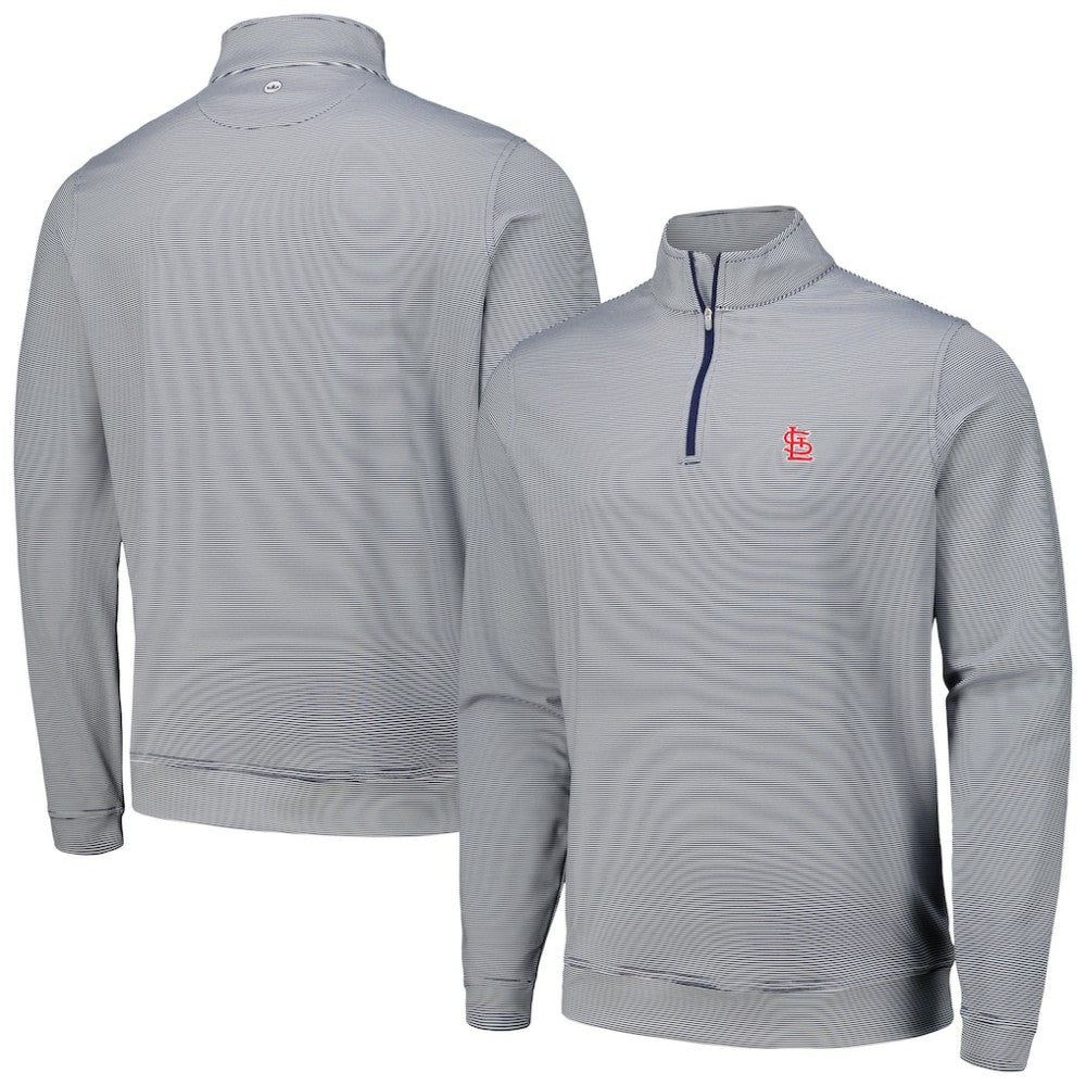 St. Louis Cardinals Peter Millar Perth Sugar Stripe Performance Quarter-Zip Top | MLB Discount