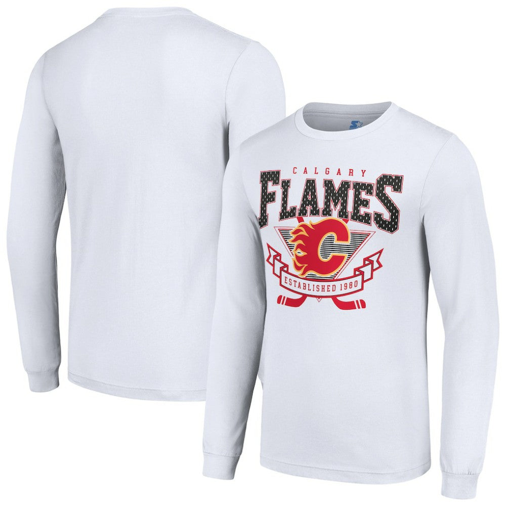 Calgary Flames Starter Team Logo Graphic Long Sleeve T-Shirt For Sale