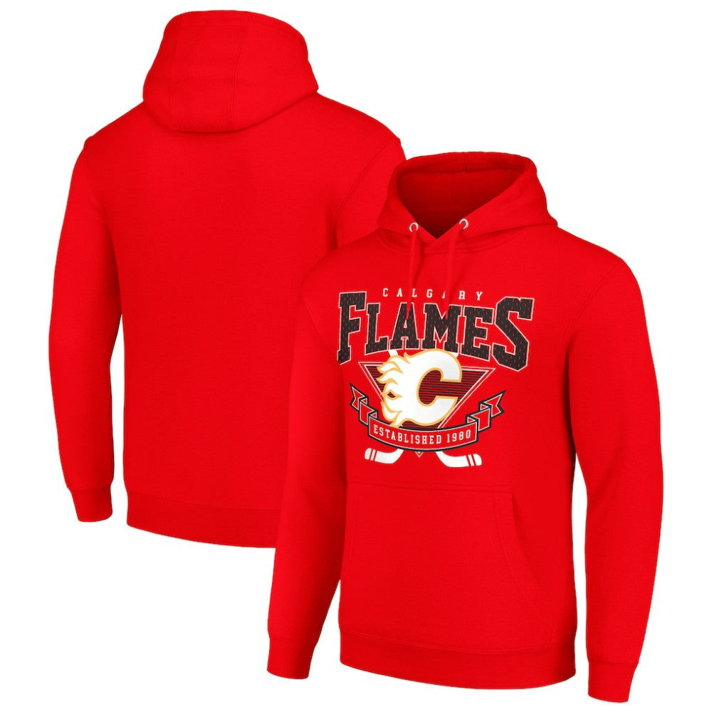 Calgary Flames Starter Team Logo Graphic Fleece Tri-Blend Pullover Hoodie Sale