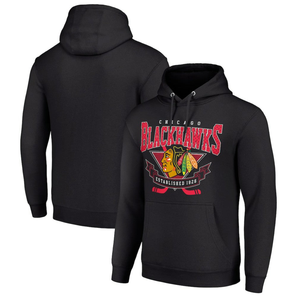 Chicago Blackhawks Starter Team Logo Graphic Fleece Tri-Blend Pullover Hoodie Outlet