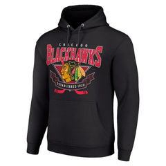 Chicago Blackhawks Starter Team Logo Graphic Fleece Tri-Blend Pullover Hoodie Outlet