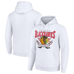 Chicago Blackhawks Starter Team Logo Graphic Fleece Tri-Blend Pullover Hoodie On Sale