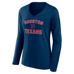 Houston Texans Women's Secondary Logo Victory Arch Long Sleeve V-Neck T-Shirt