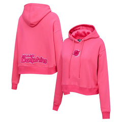 Miami Dolphins Pro Standard Women's Triple Pink Cropped Fleece Pullover Hoodie