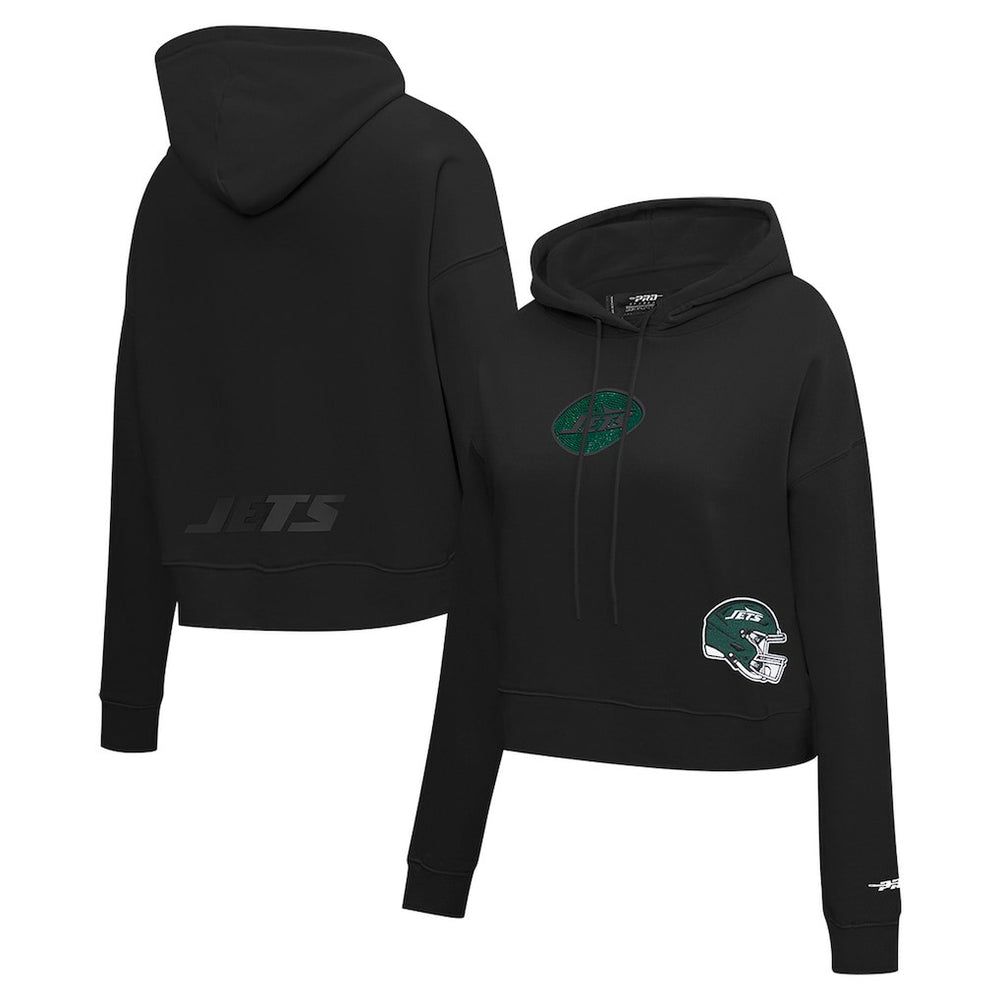 New York Jets Pro Standard Women's Jeweled Cropped Pullover Hoodie