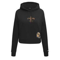 New Orleans Saints Pro Standard Women's Jeweled Cropped Pullover Hoodie