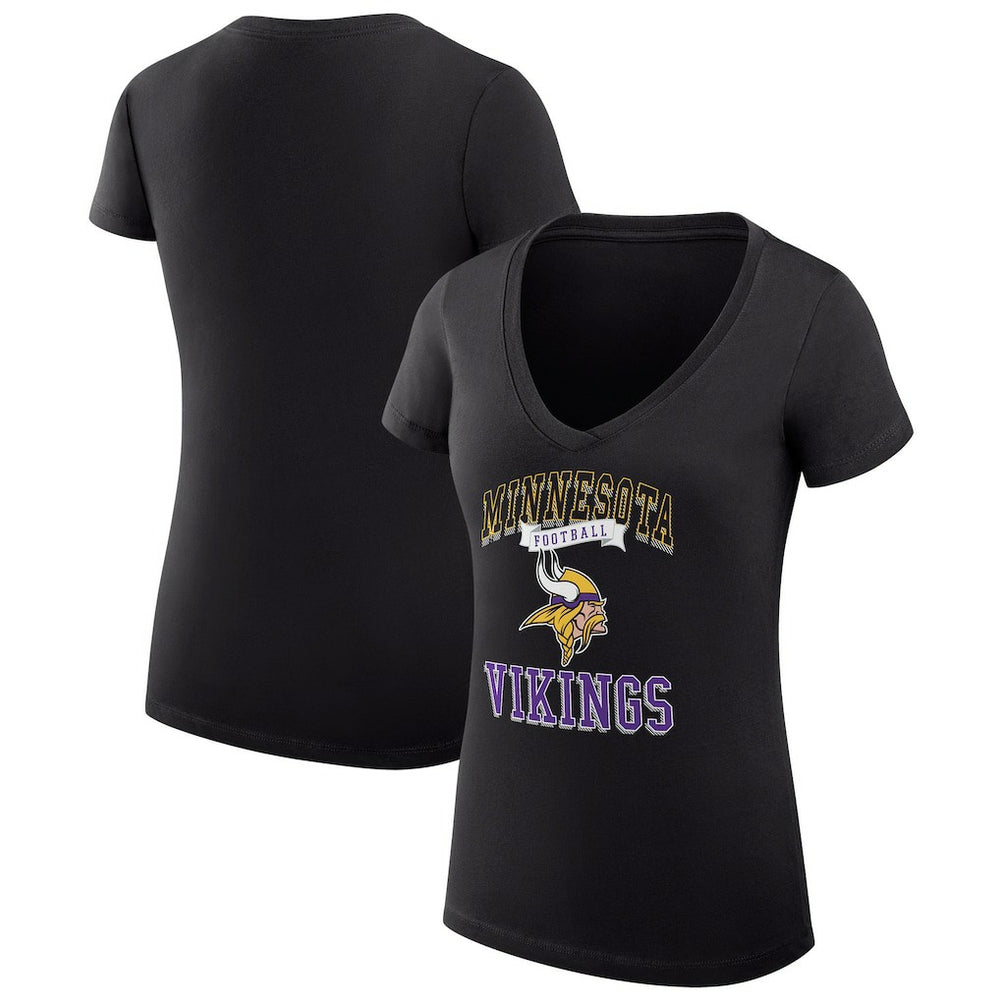Minnesota Vikings G-III 4Her by Carl Banks Women's Super-Slim Fit Lightweight Team Logo Graphic V-Neck T-Shirt