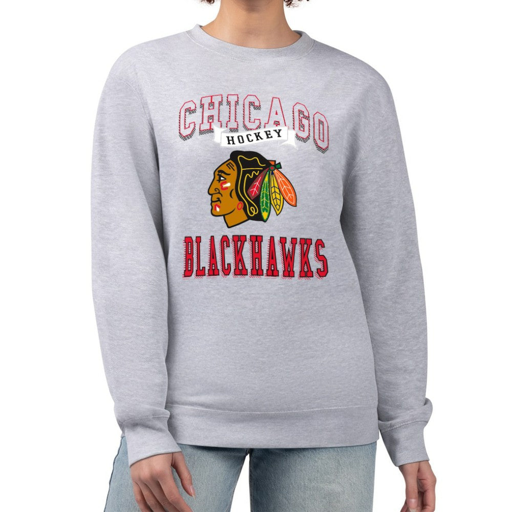Chicago Blackhawks G-III 4Her by Carl Banks Women's Team Logo Tri-Blend Fleece Pullover Sweatshirt Discount