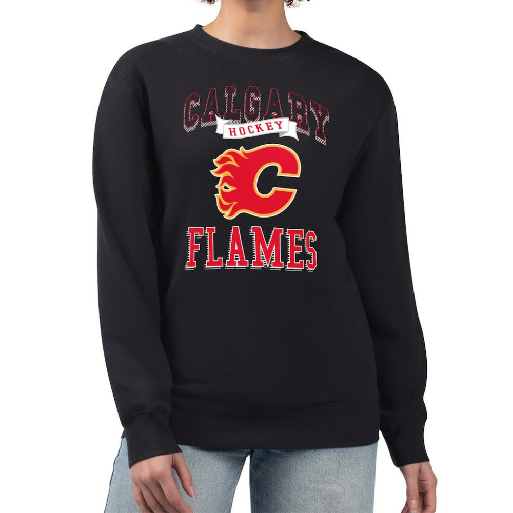 Calgary Flames G-III 4Her by Carl Banks Women's Team Logo Tri-Blend Fleece Pullover Sweatshirt On Sale