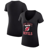 New Jersey Devils G-III 4Her by Carl Banks Women's Super-Slim Fit Lightweight Team Logo Graphic V-Neck T-Shirt Outlet