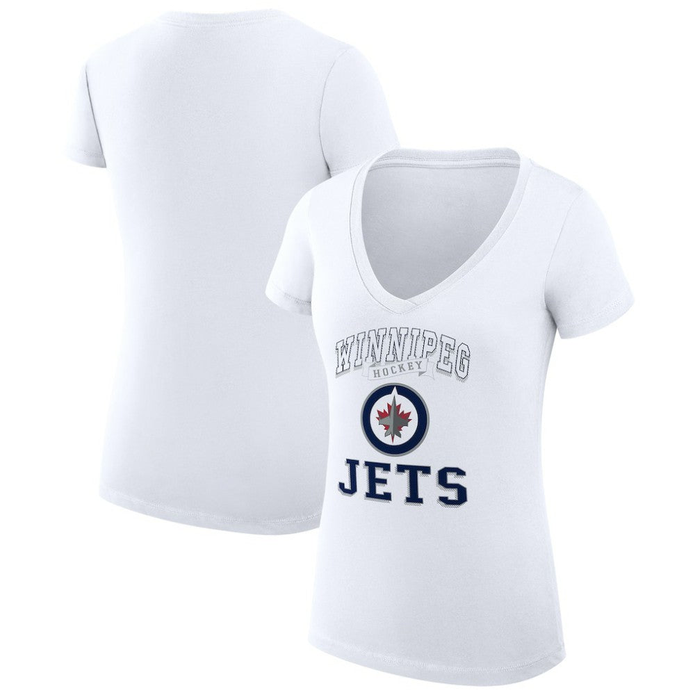 Winnipeg Jets G-III 4Her by Carl Banks Women's Super-Slim Fit Lightweight Team Logo Graphic V-Neck T-Shirt On Sale