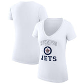 Winnipeg Jets G-III 4Her by Carl Banks Women's Super-Slim Fit Lightweight Team Logo Graphic V-Neck T-Shirt On Sale