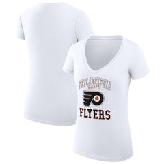 Philadelphia Flyers G-III 4Her by Carl Banks Women's Super-Slim Fit Lightweight Team Logo Graphic V-Neck T-Shirt Outlet
