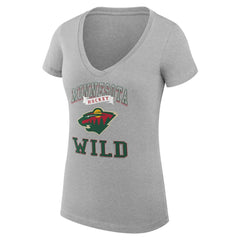Minnesota Wild G-III 4Her by Carl Banks Women's Super-Slim Fit Lightweight Team Logo Graphic V-Neck T-Shirt Online