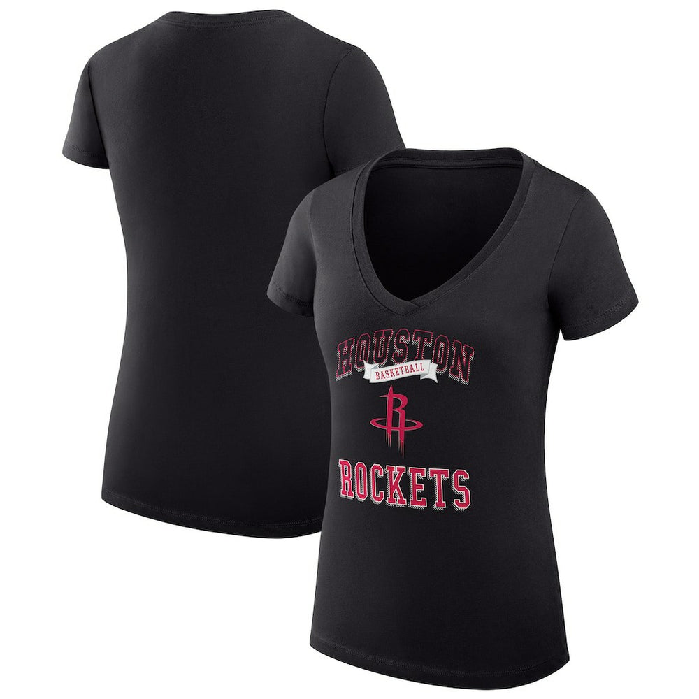 Houston Rockets G-III 4Her by Carl Banks Women's Super-Slim Fit Lightweight Team Logo V-Neck T-Shirt New