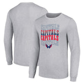 Washington Capitals Starter Four Team Name Logo Long Sleeve Graphic T-Shirt Discount