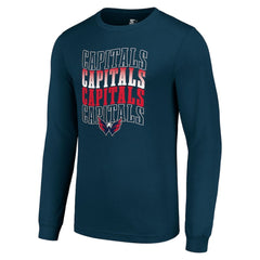 Washington Capitals Starter Four Team Name Logo Long Sleeve Graphic T-Shirt On Sale