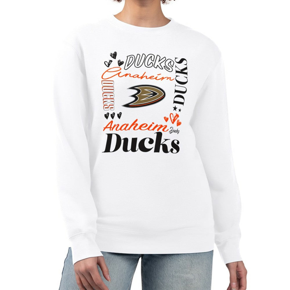 Anaheim Ducks G-III 4Her by Carl Banks Women's Collage Graphic Fleece Long Sleeve Pullover Sweatshirt Discount