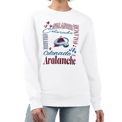Colorado Avalanche G-III 4Her by Carl Banks Women's Collage Graphic Fleece Long Sleeve Pullover Sweatshirt For Sale