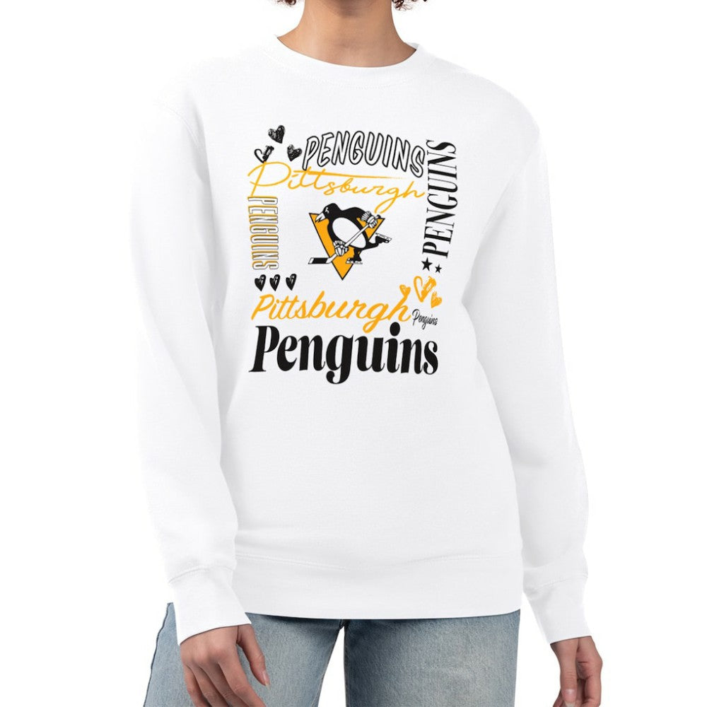 Pittsburgh Penguins G-III 4Her by Carl Banks Women's Collage Graphic Fleece Long Sleeve Pullover Sweatshirt For Sale