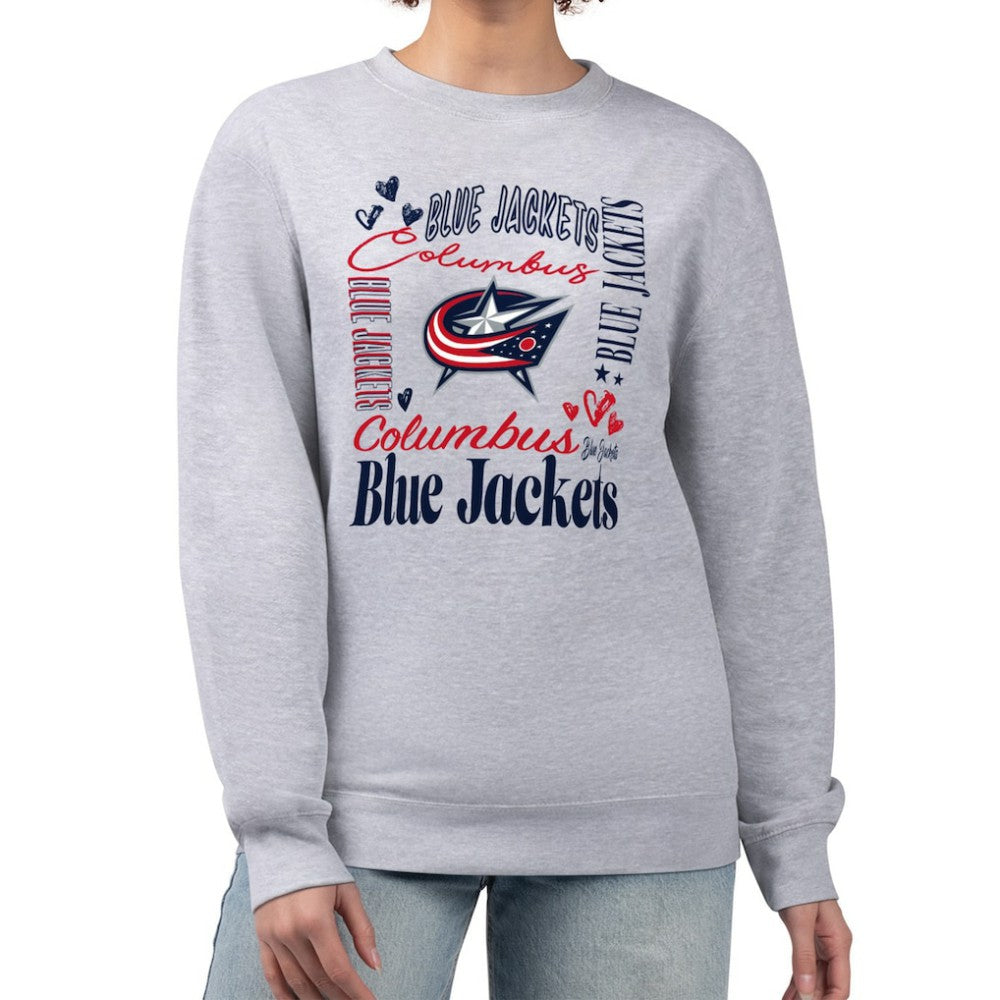 Columbus Blue Jackets G-III 4Her by Carl Banks Women's Collage Graphic Fleece Long Sleeve Pullover Sweatshirt For Sale