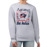 Columbus Blue Jackets G-III 4Her by Carl Banks Women's Collage Graphic Fleece Long Sleeve Pullover Sweatshirt For Sale