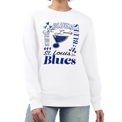 St. Louis Blues G-III 4Her by Carl Banks Women's Collage Graphic Fleece Long Sleeve Pullover Sweatshirt On Sale