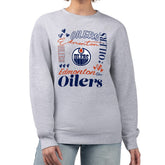 Edmonton Oilers G-III 4Her by Carl Banks Women's Collage Graphic Fleece Long Sleeve Pullover Sweatshirt For Sale