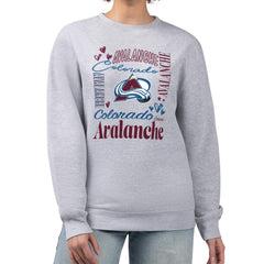 Colorado Avalanche G-III 4Her by Carl Banks Women's Collage Graphic Fleece Long Sleeve Pullover Sweatshirt For Sale