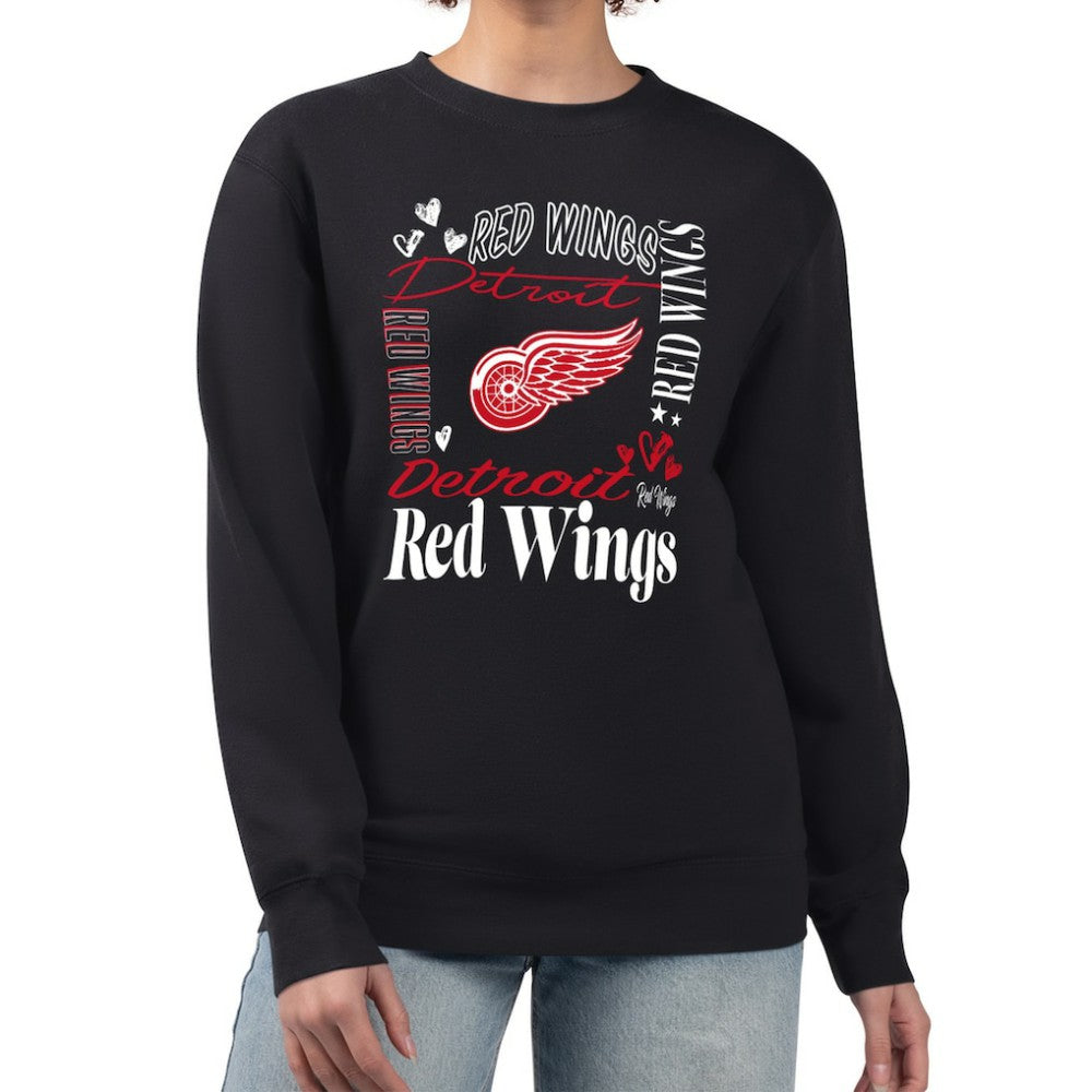 Detroit Red Wings G-III 4Her by Carl Banks Women's Collage Graphic Fleece Long Sleeve Pullover Sweatshirt Outlet