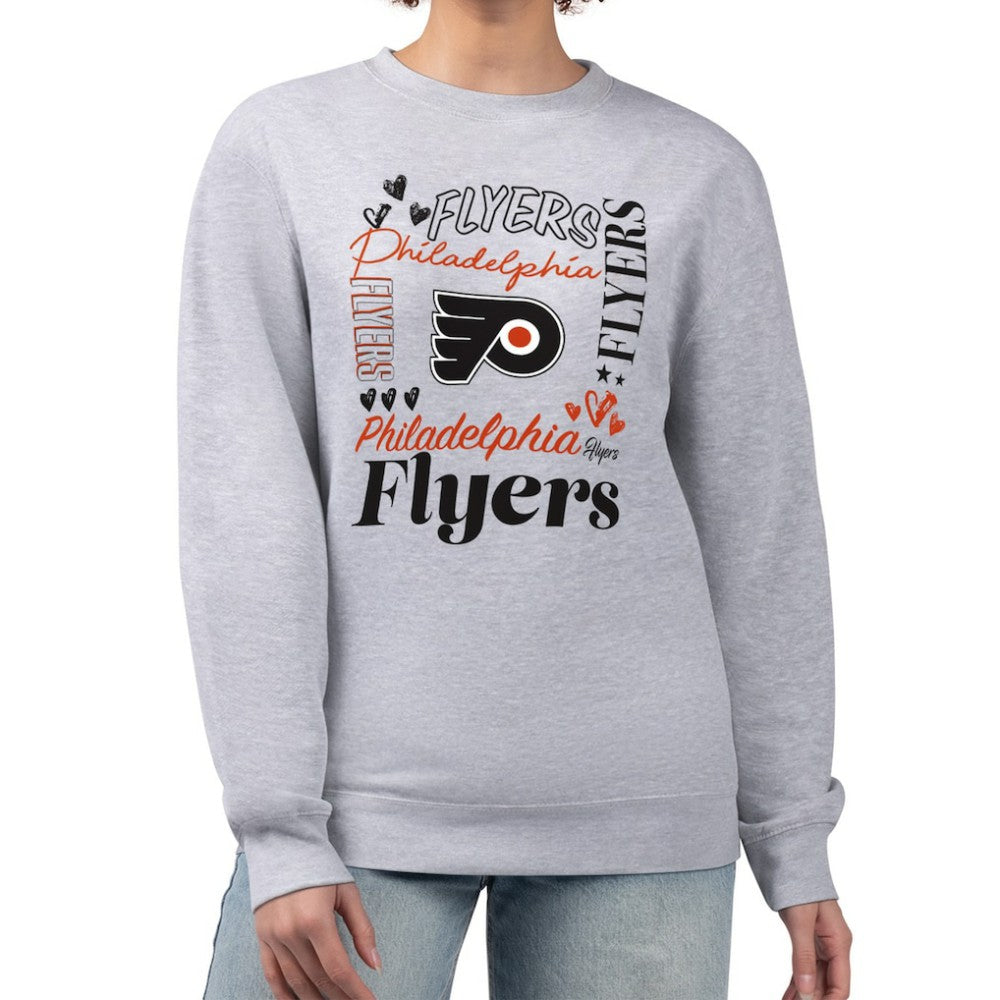 Philadelphia Flyers G-III 4Her by Carl Banks Women's Collage Graphic Fleece Long Sleeve Pullover Sweatshirt For Sale