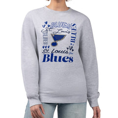 St. Louis Blues G-III 4Her by Carl Banks Women's Collage Graphic Fleece Long Sleeve Pullover Sweatshirt Discount
